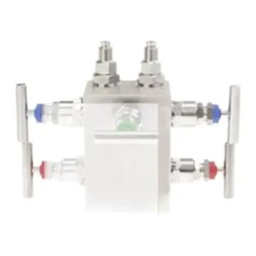 WIKA two-valve manifold, IV90MAKD interface, female threads at both ends, G1/2 (inlet end) and M20*1.5 (outlet end).