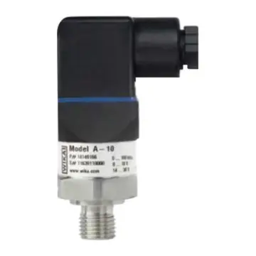 WIKA general purpose pressure transmitter, A-10 0.5%, -0.1-0.9MPa, 1/4NPT, Hirschmann fitting