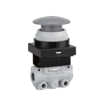 SMC mechanical control valve, VM120-01-30BA, black push-button (mushroom head), side piping, 2-position 2-way, R1/8
