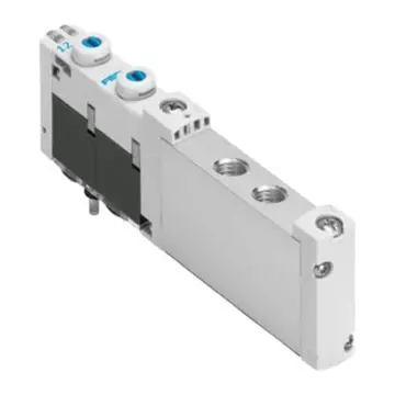 Festo 2-position 5-way solenoid valve, VUVG-S10-B52-ZT-M5-1T1L, 573394, semi-pipe valve, dual solenoid control.