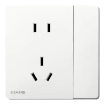 SIEMENS 10A two- or three-pole socket with single-pole switch, 5UB31263NC01, Matte White, from the Huichen Acus series.