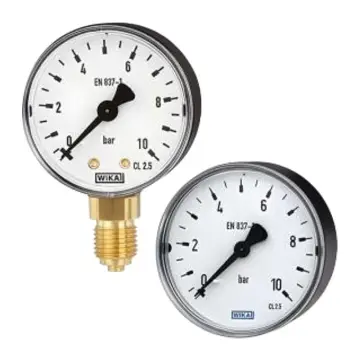 WIKA pressure gauge, 233.50.063 0-0.16MPa M14*1.5, radial, filled with fluid.