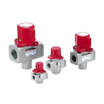SMC 3-way valve with lockhole residual pressure relief, VHS40-04A-BS, single-acting type.