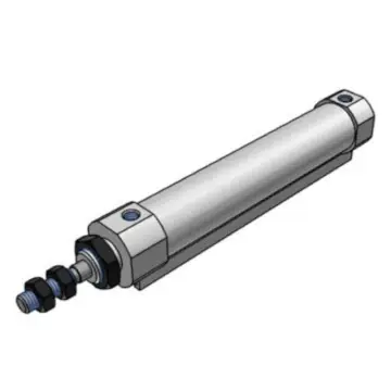 SMC cylinder, CDJ2B16-10Z-A single-lever double-acting, with cushioning pad, rail mounting.