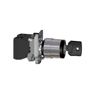 Schneider Electric Selector Switch, XB4BG33 with key, 3-position locking, 2-NO (ZB4BZ103+ZB4BG3)