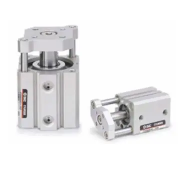 SMC thin-film cylinder with guide rod, CDQMA100-75, threaded at both ends, with built-in magnetic ring.