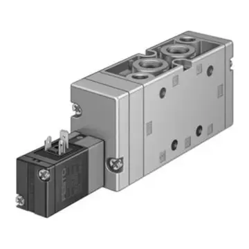 Festo 2-position 5-way solenoid valve, MVH-5-3/8-B, 14945, mechanical reset, internal pilot air supply, coil not included.
