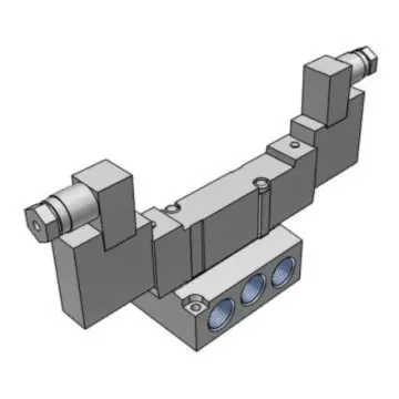SMC 3-position center-sealed 5-way solenoid valve, SY9340-5DZ-03, base plate piping type, DIN socket type, with plug, DC24V