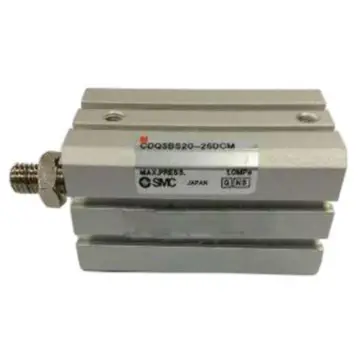 SMC slim cylinder, CDQSB16-30DCM single-rod double-acting, with built-in magnetic ring, cushioning pad, and external thread on the rod end.