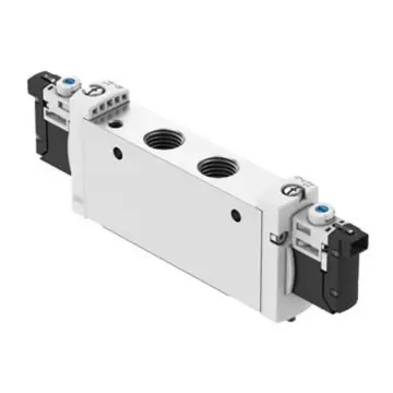 Festo 2-position 5-way solenoid valve, VUVG-L18-B52-T-G14-1H2L-W1, 578825 pipe valve, dual solenoid control.
