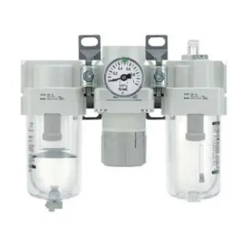 SMC triple unit, AC40-03DG-A, connection Rc3/8", automatic drainage, with pressure gauge.