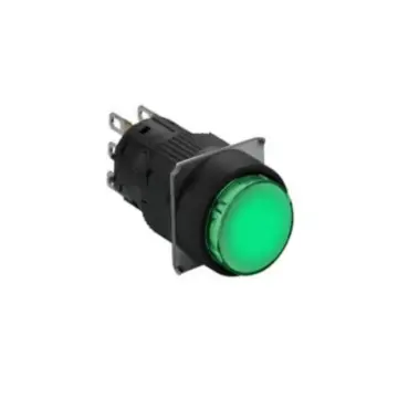 Schneider Electric self-locking illuminated push button, XB6EAF3B1F, round, green, 24V, 1NO/NC