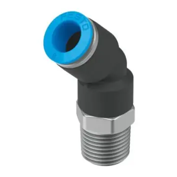 Festo elbow type male thread quick-connect coupling, QSW-1/8-8, 130598 with external hexagonal socket.