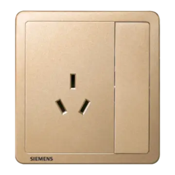 SIEMENS 10A Three-Pole Socket with Single-Pole Switch, 5UB14233NC03 Sun Gold, Adela Series