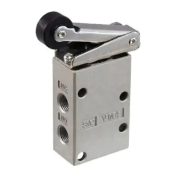SMC 3-way mechanical control valve, VM430-01-01, mechanically operated, roller lever type.