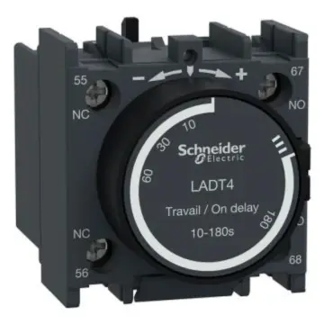 Schneider Electric TeSys D contactor delay auxiliary contact module, LADT4, energization delay 10~180