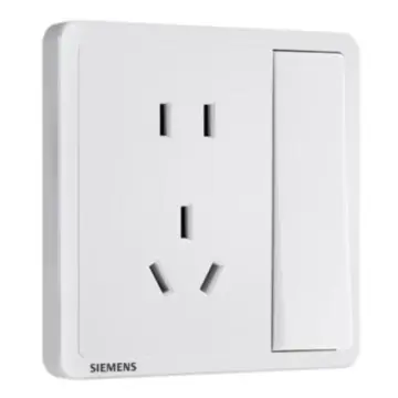 SIEMENS 10A Two- or Three-Pole Socket with Single-Pole Switch, 5UB14243NC012P, Elegant White, Adela Series