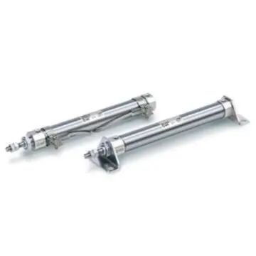 SMC standard cylinder, CDJ2D10-10Z-B, single-rod double-acting, with built-in magnetic ring and double lugs.