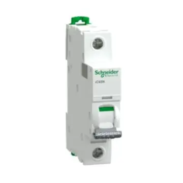 Schneider Electric miniature circuit breaker, Pro iC65N 1P B10AA91NB110, is a replacement for A9F17110.