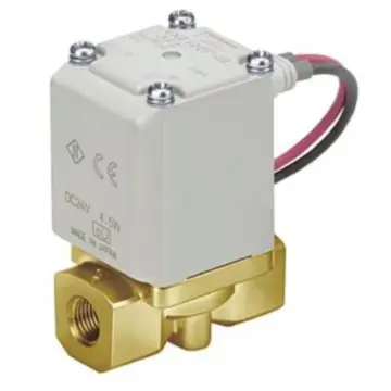 SMC direct-acting 2-way solenoid valve for water use, VX212AA, direct DC24V output, Rc1/8" connector, 2mm orifice.