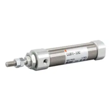 SMC standard cylinder, CJ2B10-25RZ, single-rod double-acting, with cushioning and axial port.