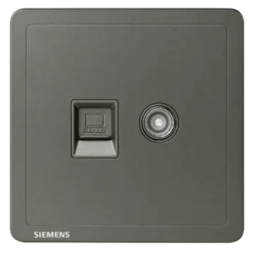 SIEMENS TV + 6-outlet computer socket, 5UH14743NC06 Smoky Gold Adela Series