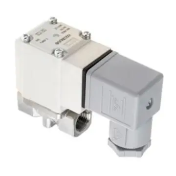 SMC direct-acting 2-way solenoid valve for air use, VX210EG, DIN socket DC24V, Rc1/4" connecting pipe, 3mm orifice.