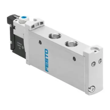 Festo 2-position 5-way solenoid valve, VUVG-S14-M52-AT-G18-1H2L-W1, 577325, semi-pipe valve, single solenoid control.