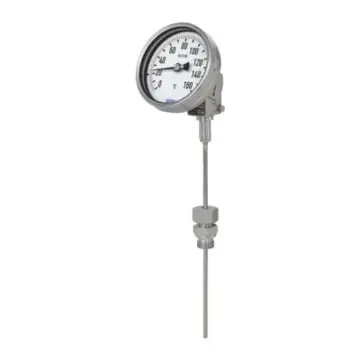 WIKA bimetallic thermometer, S5550.100, axial mounting, 0-60℃ connecting nut, L1=89, adjustable probe and dial.