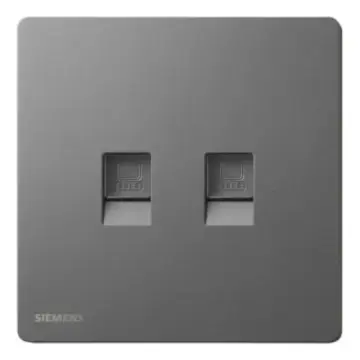 SIEMENS 2-outlet computer socket CAT6, 5UH31763NC05, Dark Gray-Silver, Huichen Acus series