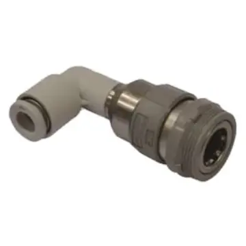 SMC thermoplastic elbow socket with one-way valve, KK4S-06L, in multiples of 5.