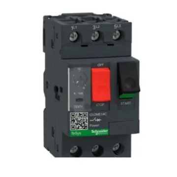 Schneider Electric TeSys D GV2ME motor thermal-magnetic circuit breaker, GV2ME14C, current range: 6-10A