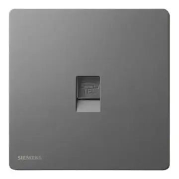SIEMENS single-position telephone jack, 5UH31613NC05, dark gray-silver, from the Huichen Acus series.