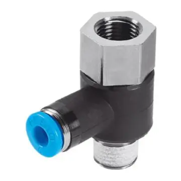 Festo T-type quick-connect threaded coupling, QSTF-1/8-6-B, 153183, internal thread + external thread, with external hexagonal socket.