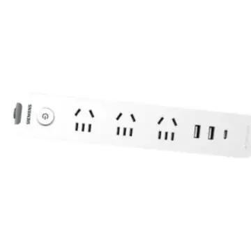 SIEMENS 1.8m Extension Cord Socket with Three-Point Main Control and USB (2A1C) X6S, 5UB68171NC01 White