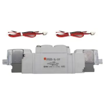 SMC solenoid valve, SY5220-5LZD-01, two-position five-way dual-electric control, L-shaped socket type (300mm), DC24V