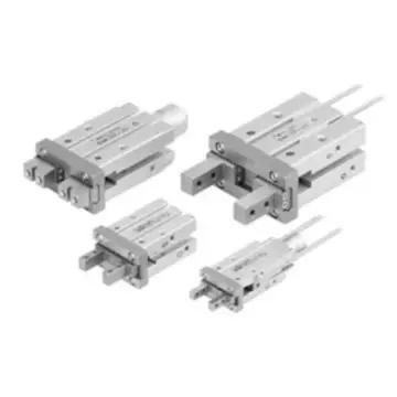 SMC parallel opening and closing type pneumatic gripper, MHZ2-10S2K, single-acting (normally open), through-hole mounting, axial piping with Φ4 connector.