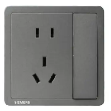 SIEMENS 10A Two- or Three-Pole Socket with Single-Pole Switch, 5UB14243NC062P Smoky Gray, Classic Adela Series