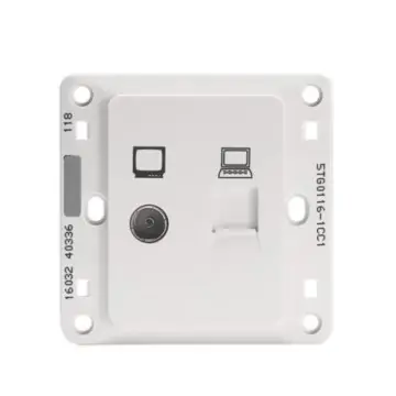 SIEMENS Vision Series Two-Outlet Computer/TV Socket (5-850MHz), 5TG01161CC1, Elegant White