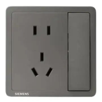 SIEMENS 10A Two- or Three-Pole Socket with Double-Control Switch, 5UB14343NC062P Smoky Gray, Classic Adela Series