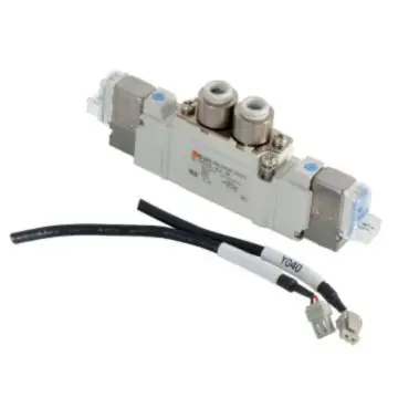 SMC solenoid valve, SY5320-5LZ-C6, three-position five-way center-sealed type, L-shaped socket (300mm), DC24V