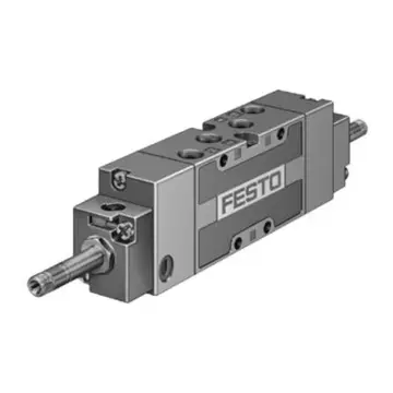 Festo 3-position 5-way solenoid valve, MFH-5/3G-3/8-B, 19707, center-sealed type, internal pilot air source, coil not included.