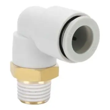 SMC metric L-type external thread quick-connect coupling, KQ2L04-01NS with sealant