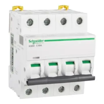 Schneider iC65 miniature circuit breaker, A9F18480 iC65N 4P C80A