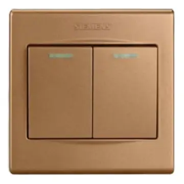 SIEMENS Pin Yi Series 2-position single-pole rocker switch (with fluorescent indicator), 5TA06213NC03 Champagne Gold