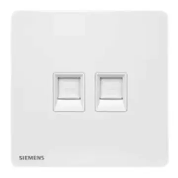 SIEMENS 2-outlet computer socket CAT6, 5UH31763NC01, Matte White, from the Acus series.