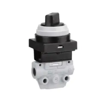 SMC mechanical control valve, VM122-M5-34BA, black knob (2 positions), bottom piping, 2-way, M5