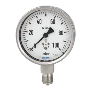 WIKA diaphragm pressure gauge, 632.50.100 -1-1KPa, radial mounting, threaded interface specification: G1/4, no filling fluid.