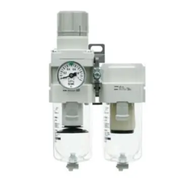 SMC Dual Unit, AC20D-02CG-A, Connector Rc1/4", Automatic Drainage, with Pressure Gauge