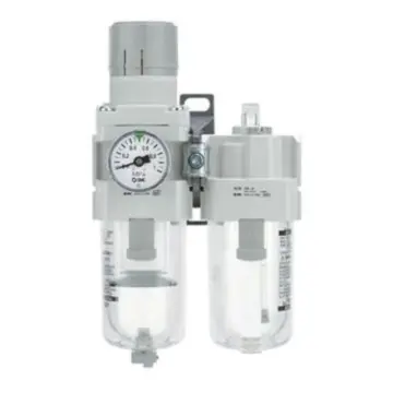 SMC Dual Unit, AC40A-04DG-A, Connector Rc1/2, Automatic Drainage, with Pressure Gauge